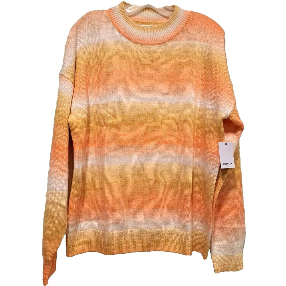 O'Neill Long Sleeve Knitted Sweater Striped Orange Yellow Sz S NWT Casual Beach